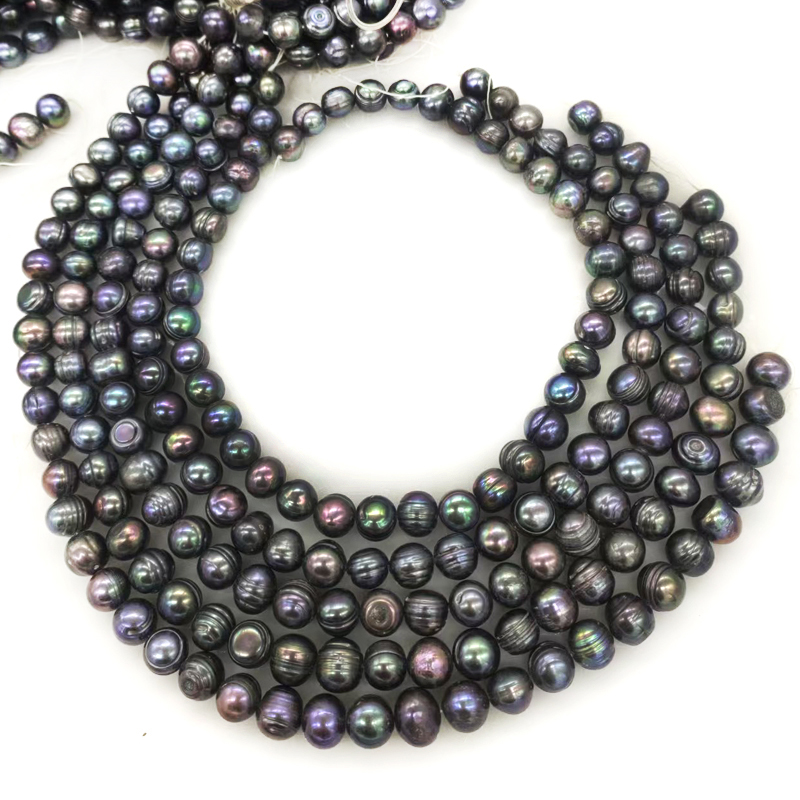 Natural Freshwater Pearl Strand Loose Beads - 도매 16인치 10-11mm 블랙 천연 감자