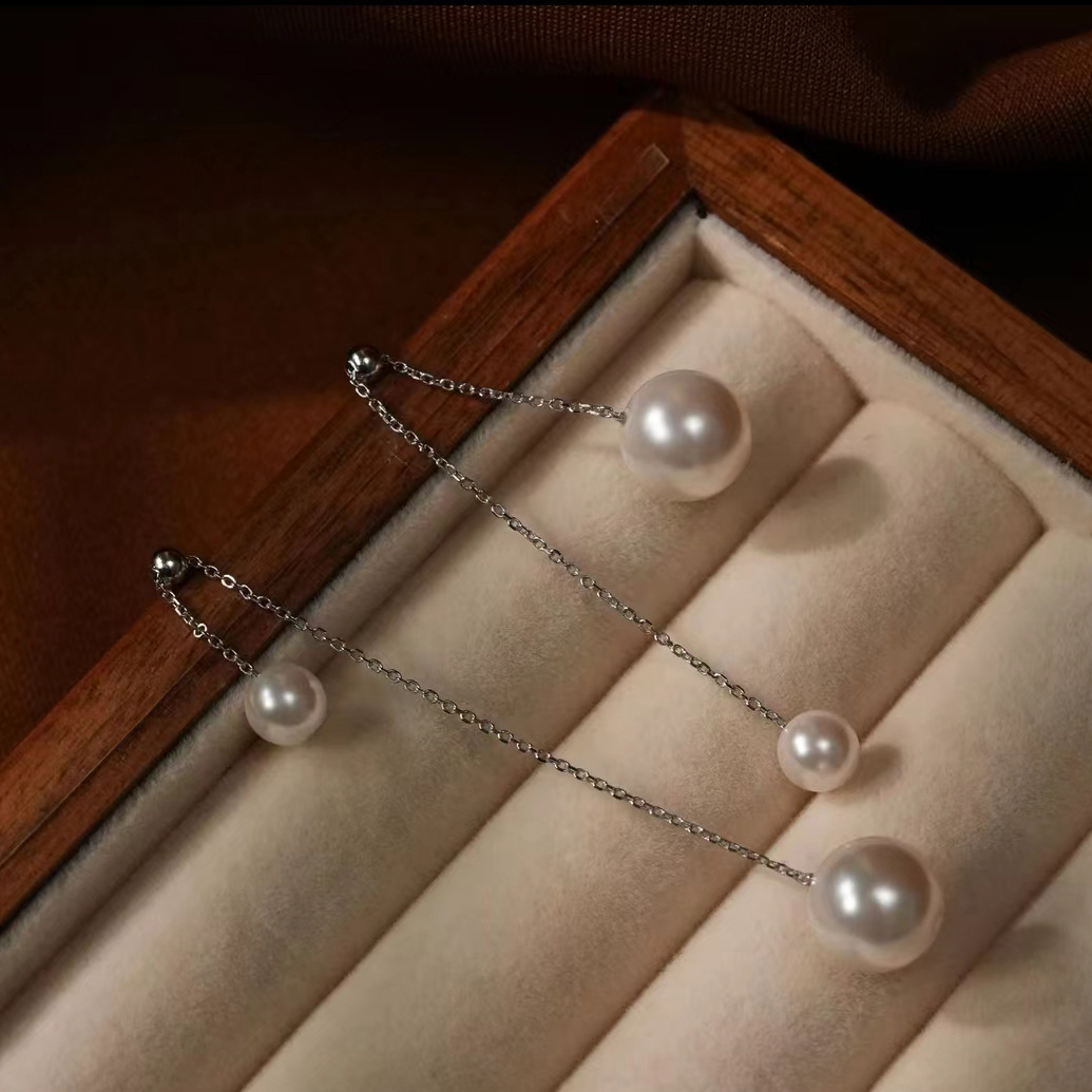 Akoya Pearl Stud Earrings Sterling Silver - 일본 아코야 대형 AAAA 8-9mm 9-10mm