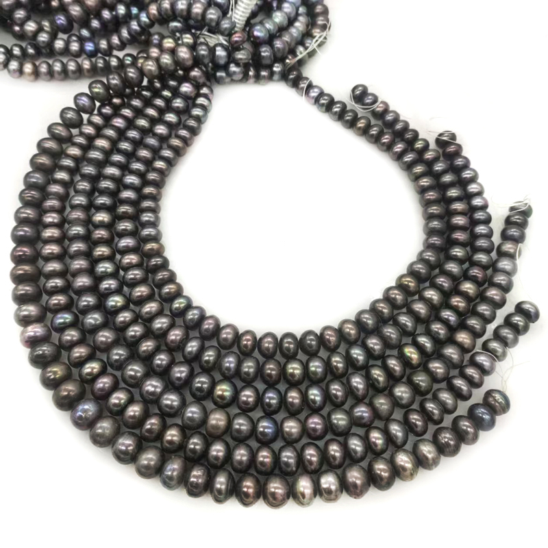 Natural Freshwater Pearl Strand Loose Beads - 도매 16인치 10-11mm 블랙 아바쿠스 천연