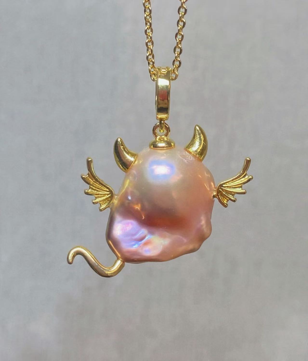 Baroque Pearl Pendant Necklace Gold - 14K 금도금 천연 바로크 진주 리틀