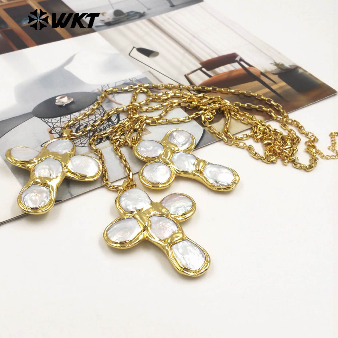 Baroque Pearl Pendant Necklace Gold - WT-JN349 최신 디자인 천연 담수 진주