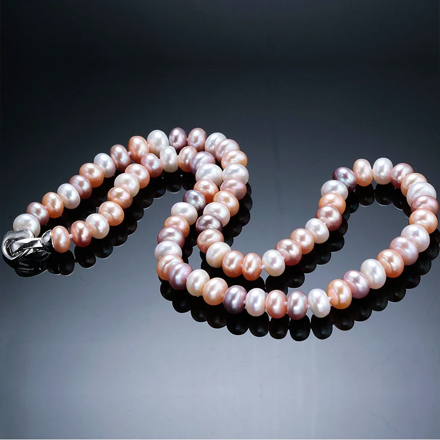 Silver Bead Clasps For Pearl Necklace - YWYC 7-10mm 빵 구슬 여성을위한 담수