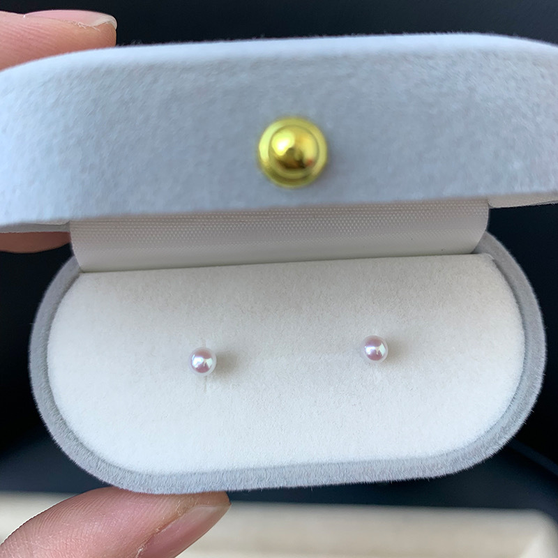 Akoya Pearl Stud Earrings Sterling Silver - 천연 담수 아코야 진주 전구 서클
