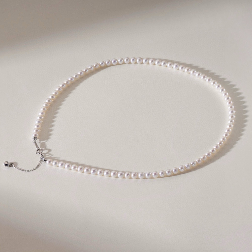 Silver Bead Clasps For Pearl Necklace - 화이트 앤 클린 4-5mm 라운드 천연
