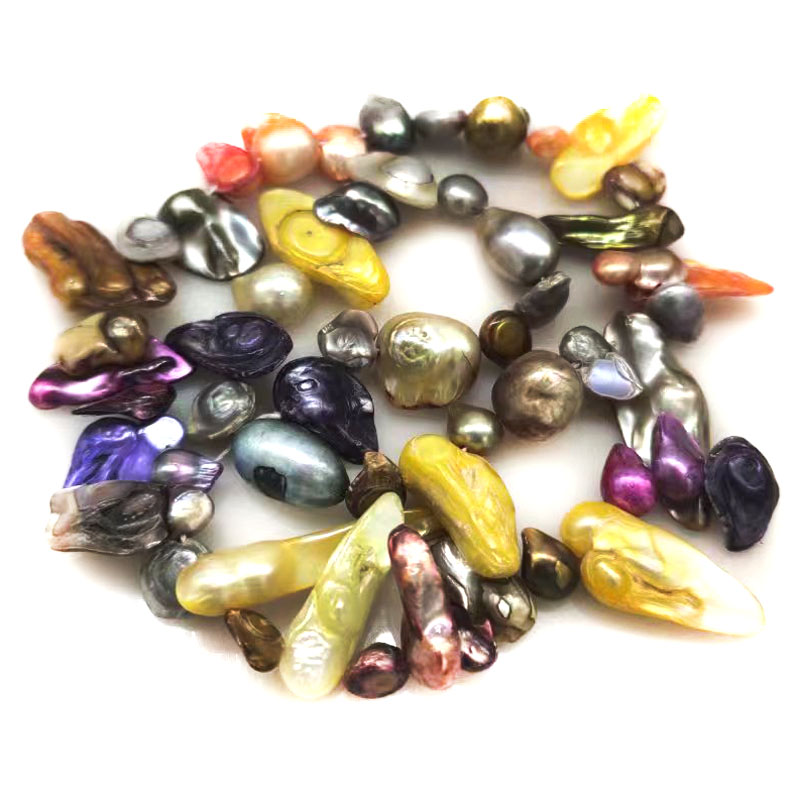 Natural Freshwater Pearl Strand Loose Beads - 16인치 11-13mm 멀티컬러 천연 블리스터 진주