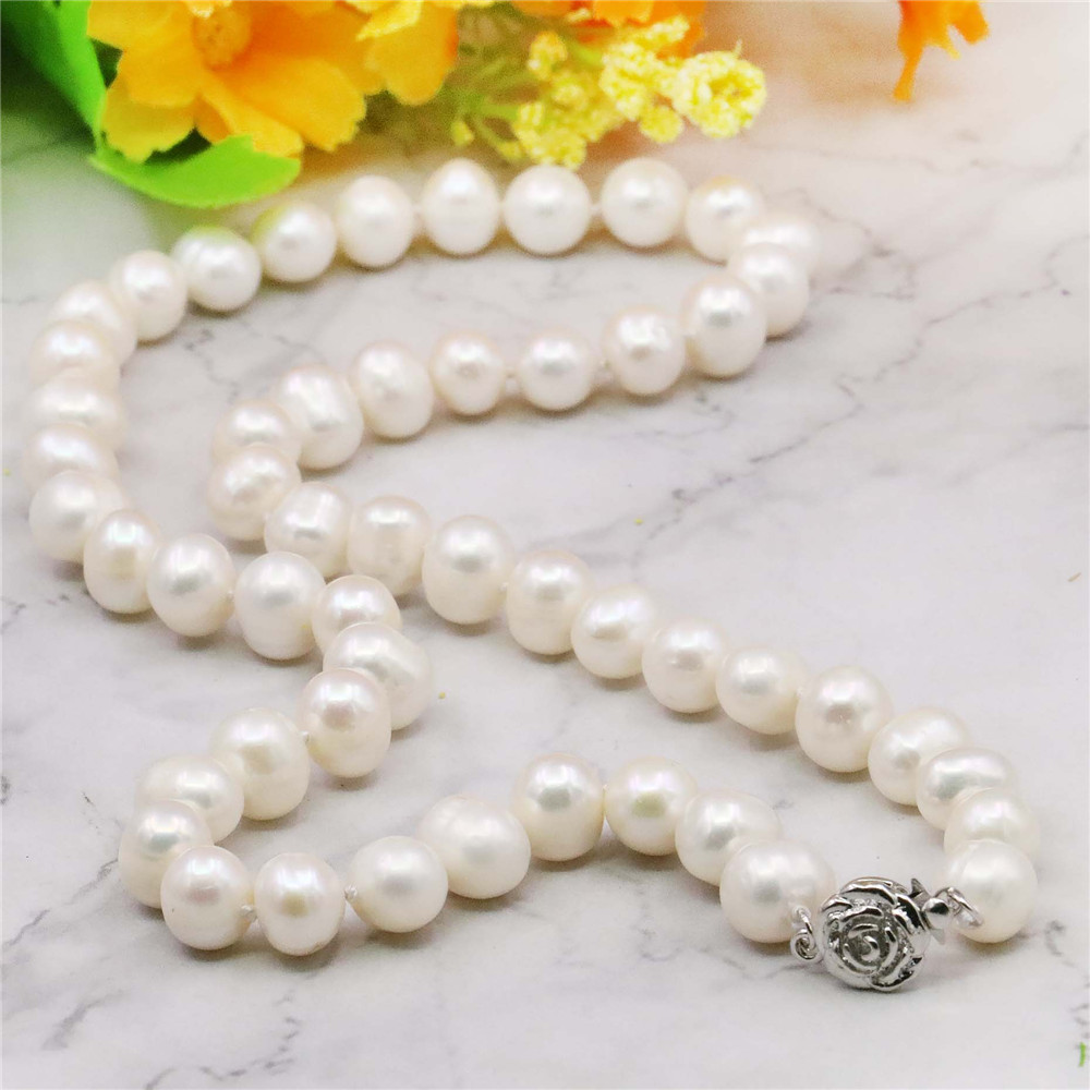 Freshwater Cultured Pearl Necklace 8-9Mm - 매력적인! 8-9mm 화이트 아코 야 경작