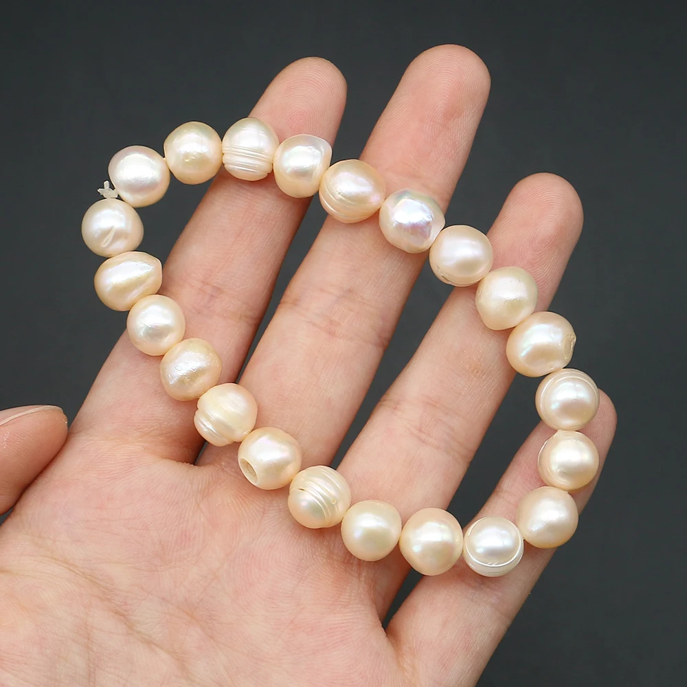 Natural Freshwater Pearl Strand Loose Beads - 천연 담수 진주, 나선형 구멍이 있는