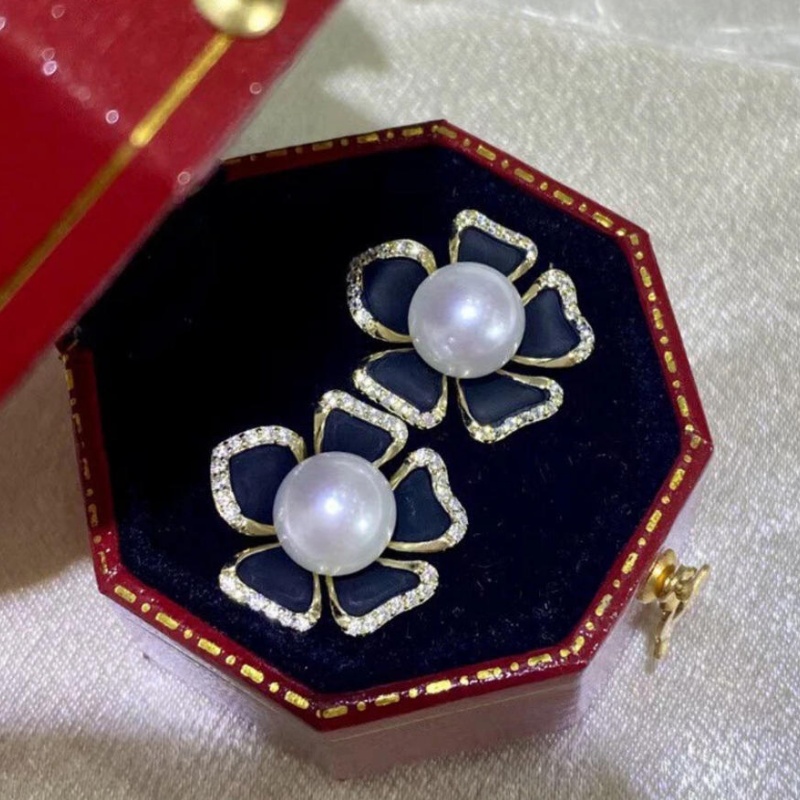 Akoya Pearl Stud Earrings Sterling Silver - 우아한 AAAAA 일본 아코야 8-9mm 화이트
