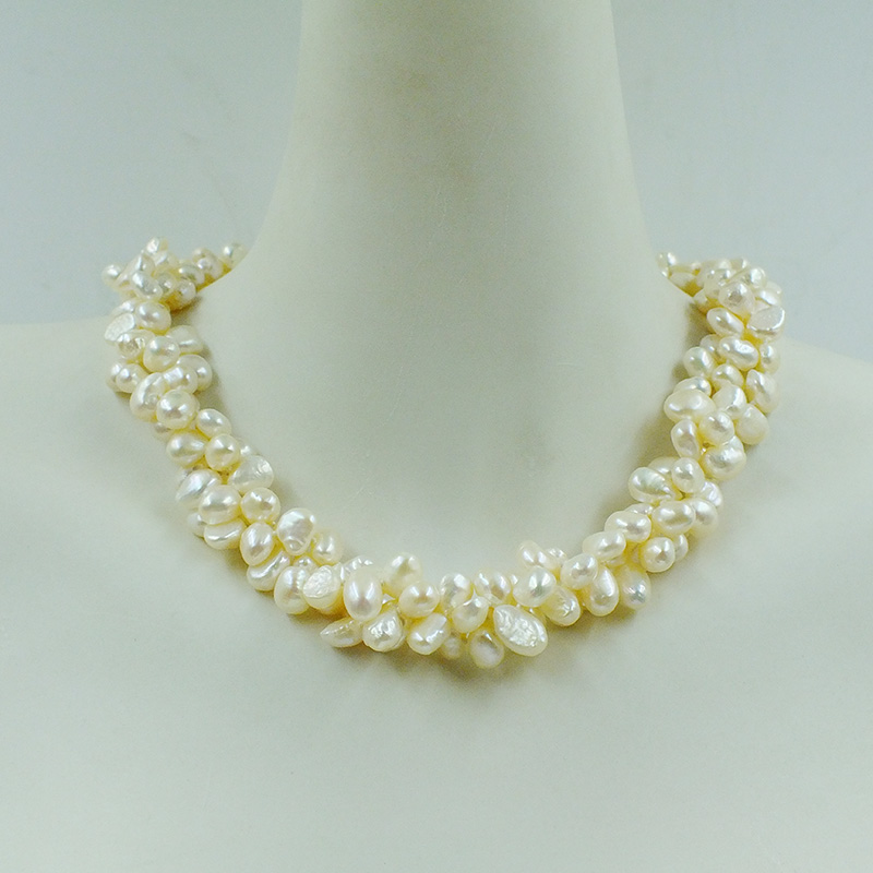 Freshwater Cultured Pearl Necklace 8-9Mm - 3가닥 8-9mm AAA 100% 천연 흰색