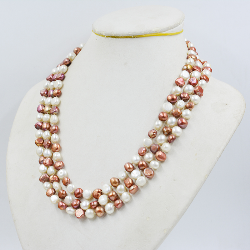 3줄 8-9MM 천연 담수 바로크 진주 목걸이. 명품  - Freshwater Cultured Pearl Necklace 8-9Mm 리뷰 및 가격