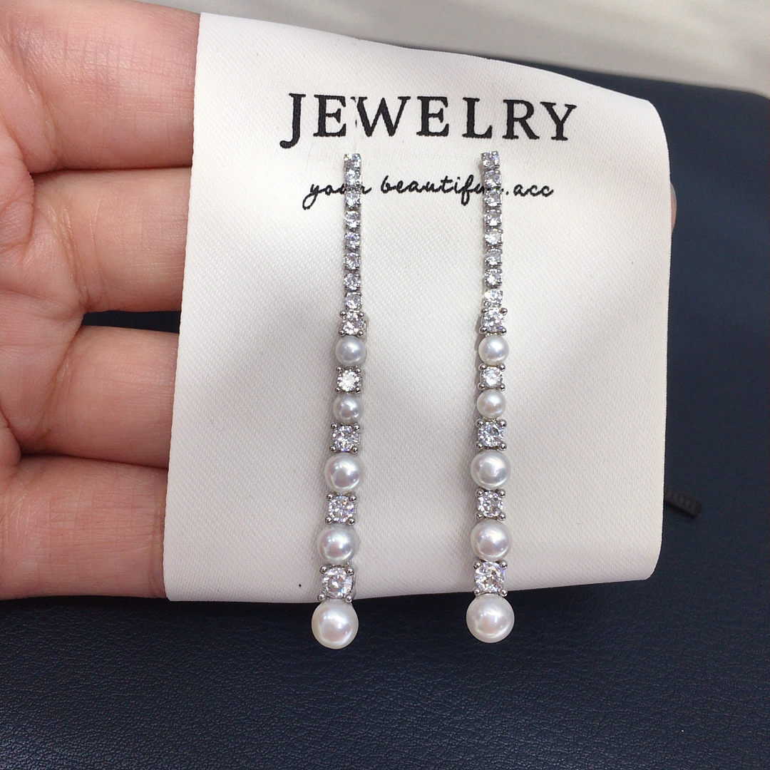 우아한 롱 귀걸이 여성용 천연 3-6mm 아코야 화이트 - Akoya Pearl Stud Earrings Sterling Silver 리뷰 및 가격