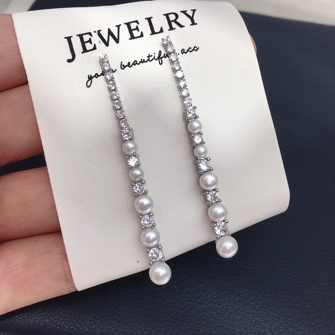 우아한 롱 귀걸이 여성용 천연 3-6mm 아코야 화이트 - Akoya Pearl Stud Earrings Sterling Silver 리뷰 및 가격