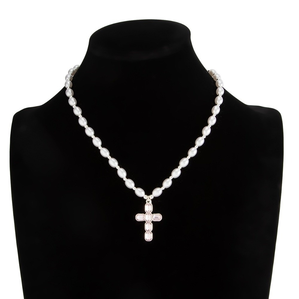 새로운 크로스 펜던트 목걸이, 진주 비즈, 블루 크리스 - Silver Bead Clasps For Pearl Necklace 리뷰 및 가격