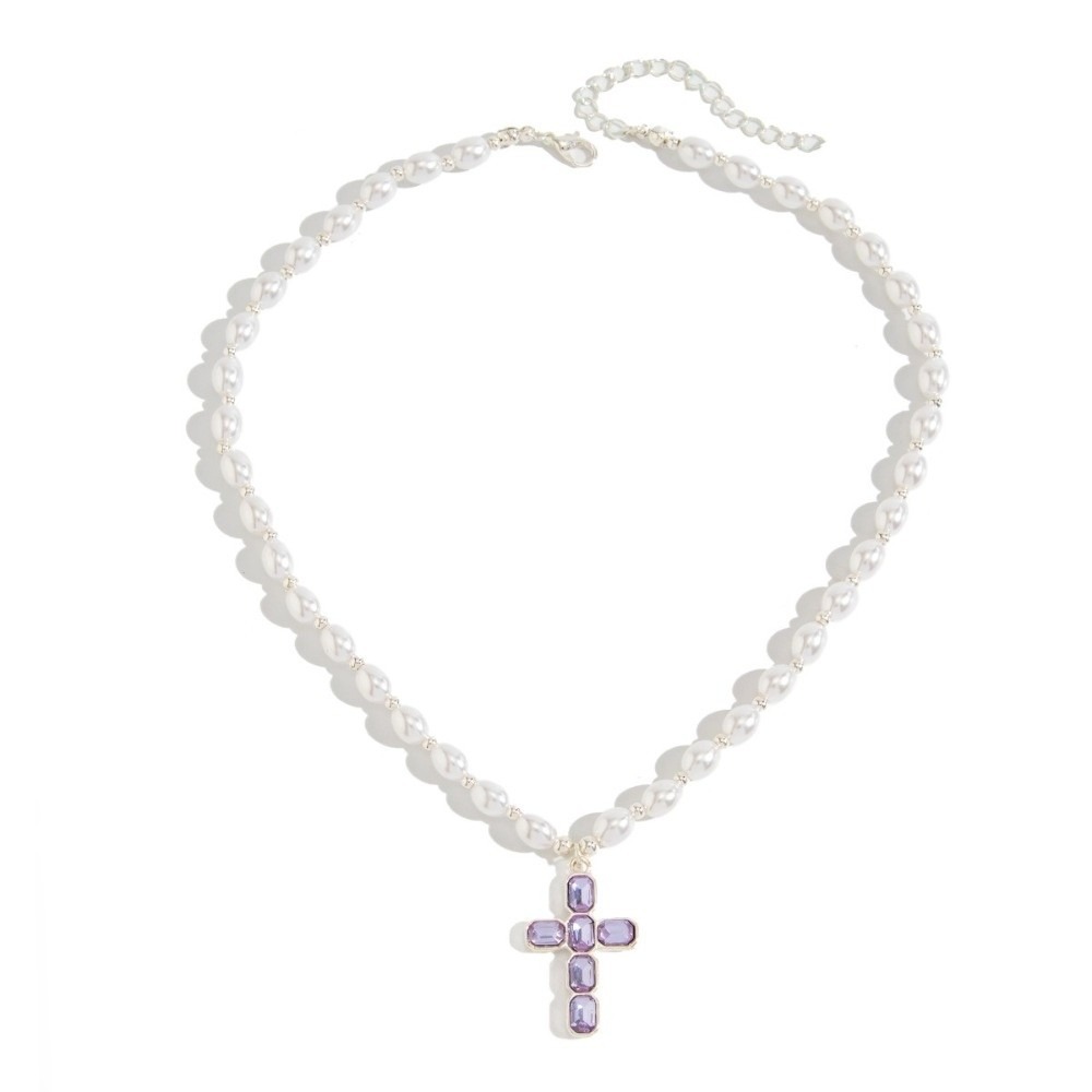 새로운 크로스 펜던트 목걸이, 진주 비즈, 은색 체인, - Silver Bead Clasps For Pearl Necklace 리뷰 및 가격