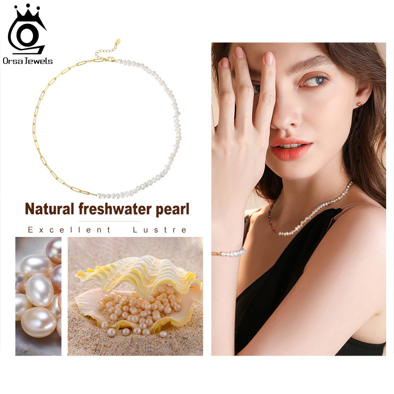 ORSA JEWELS 하프 진주 체인 클립 목걸이 초커 - Baroque Pearl Pendant Necklace Gold 리뷰 및 가격