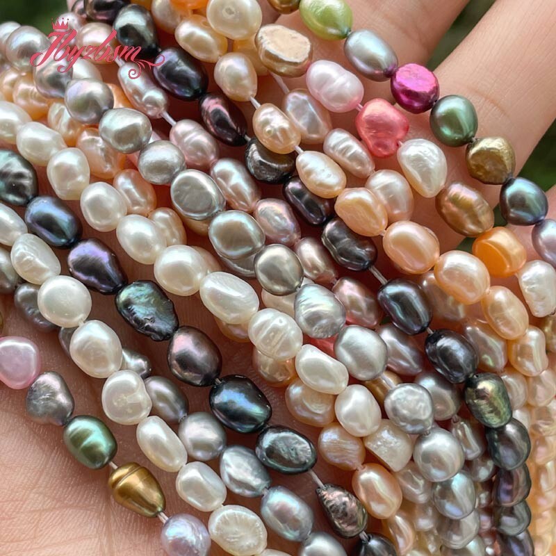4-6x5-8mm 천연 담수 진주 비즈, 목걸이, 팔찌 - Natural Freshwater Pearl Strand Loose Beads 리뷰 및 가격