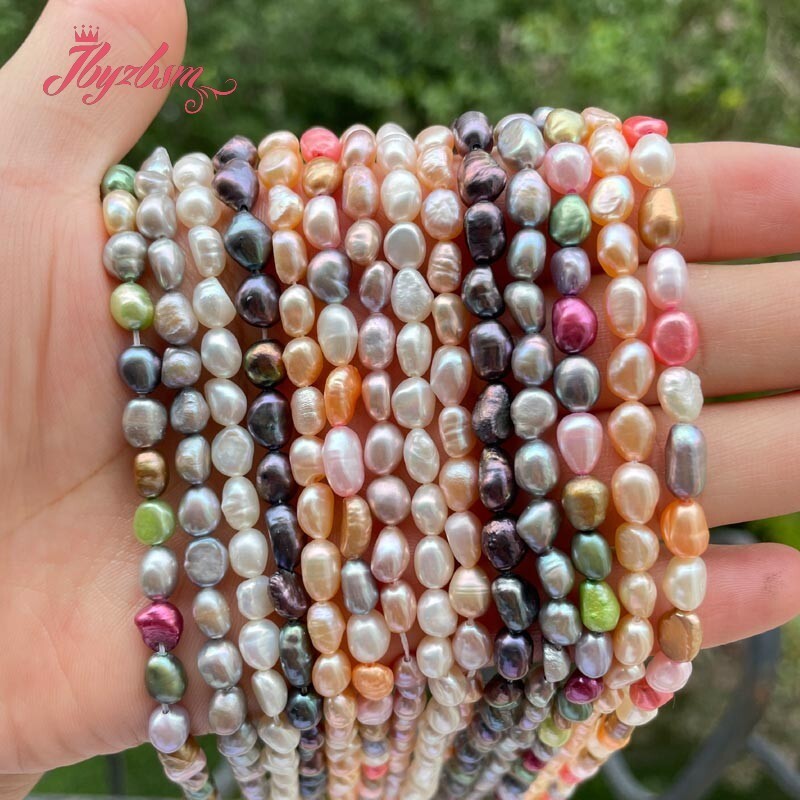 4-6x5-8mm 천연 담수 진주 비즈, 목걸이, 팔찌 - Natural Freshwater Pearl Strand Loose Beads 리뷰 및 가격