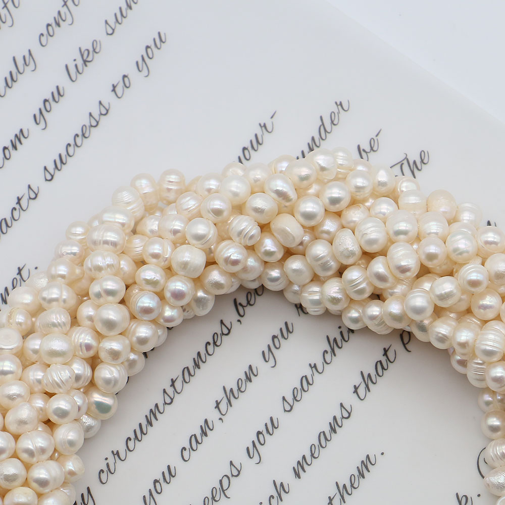 화이트 라운드 천연 담수 진주 스레드 펀치 루즈 비즈  - Natural Freshwater Pearl Strand Loose Beads 리뷰 및 가격