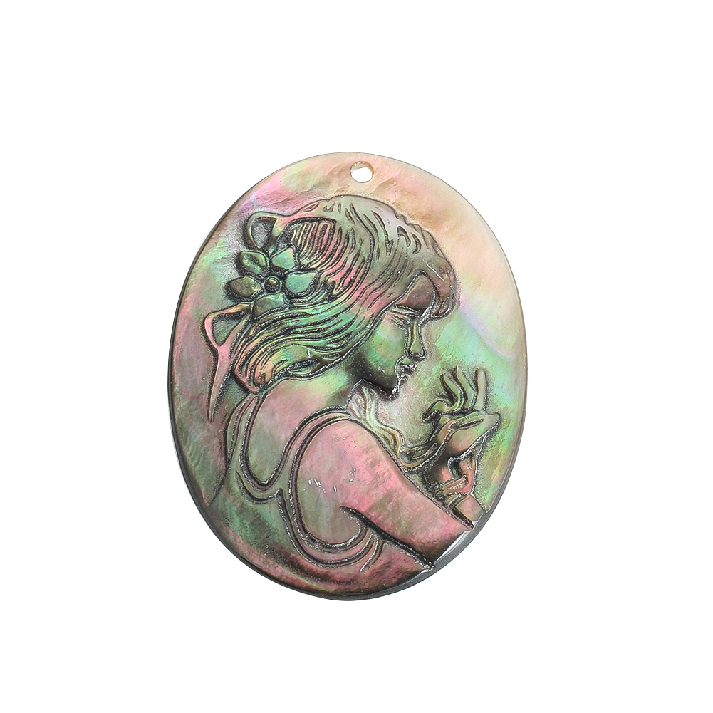내추럴 쉘 엠보싱 뷰티 걸 펜던트, 블랙 마더 오브 펄 - Mother Of Pearl Shell Pendant Necklace 리뷰 및 가격