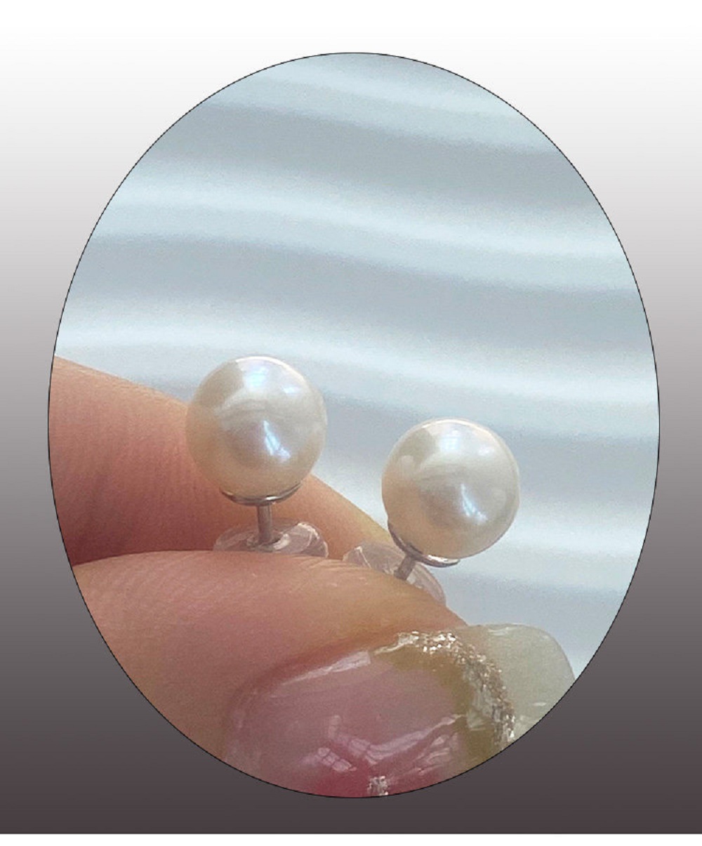 새로운/새로운 귀걸이 AAAA6-7mm 천연 일본 진주 - Akoya Pearl Stud Earrings Sterling Silver 리뷰 및 가격