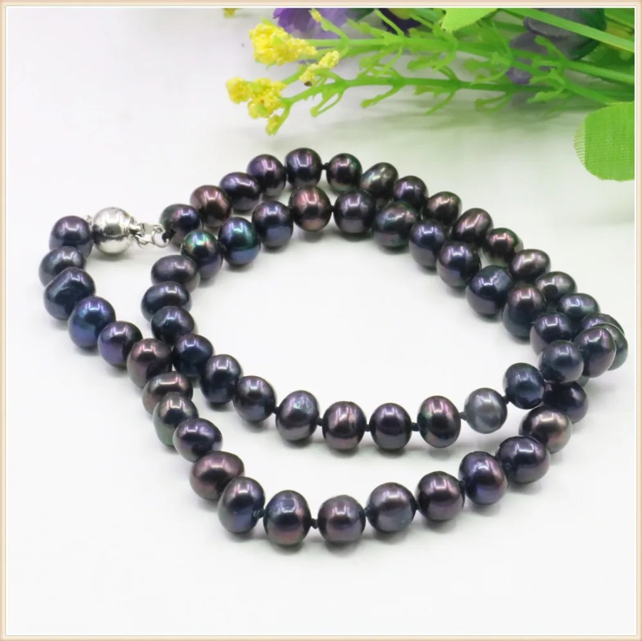 7-8mm 블랙 천연 담수 진주 목걸이 여성 소녀 비즈 - Silver Bead Clasps For Pearl Necklace 리뷰 및 가격