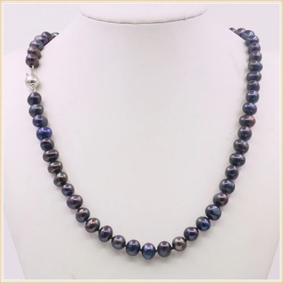 7-8mm 블랙 천연 담수 진주 목걸이 여성 소녀 비즈 - Silver Bead Clasps For Pearl Necklace 리뷰 및 가격