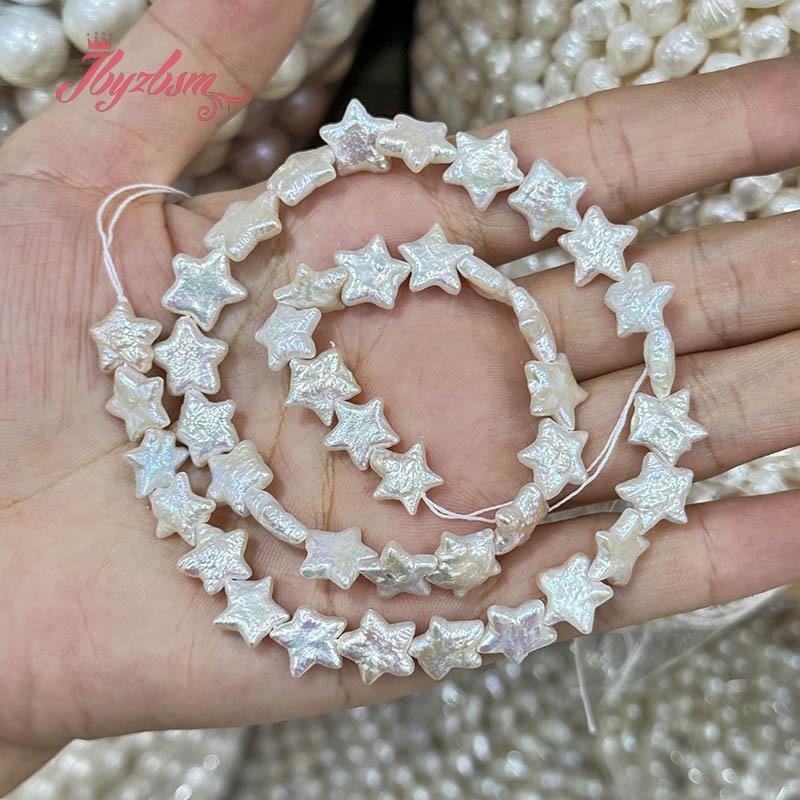 10-12mm 천연 담수 진주 별 모양 스톤 비즈 스트 - Natural Freshwater Pearl Strand Loose Beads 리뷰 및 가격