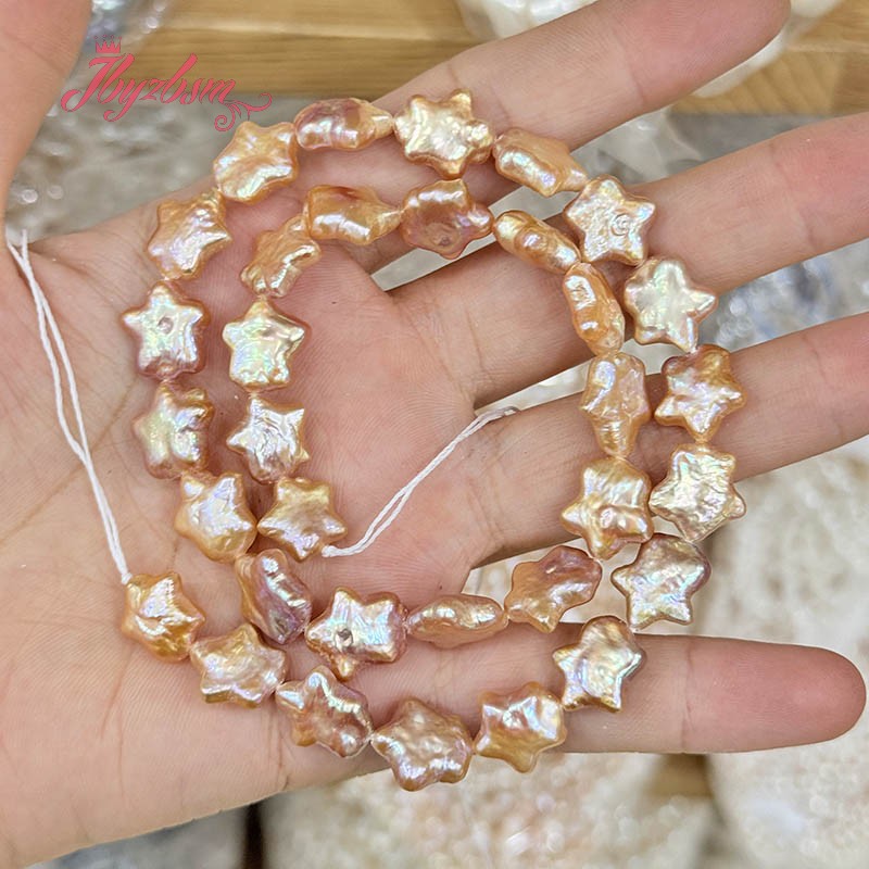 10-12mm 천연 담수 진주 별 모양 스톤 비즈 스트 - Natural Freshwater Pearl Strand Loose Beads 리뷰 및 가격