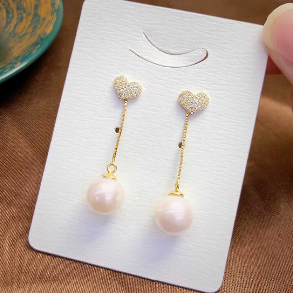 스플릿 투피스 AAAA8-9mm 패셔너블 하트 이어라인 - Akoya Pearl Stud Earrings Sterling Silver 리뷰 및 가격