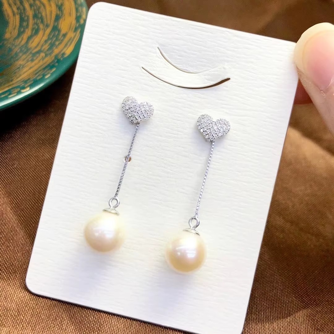 스플릿 투피스 AAAA8-9mm 패셔너블 하트 이어라인 - Akoya Pearl Stud Earrings Sterling Silver 리뷰 및 가격