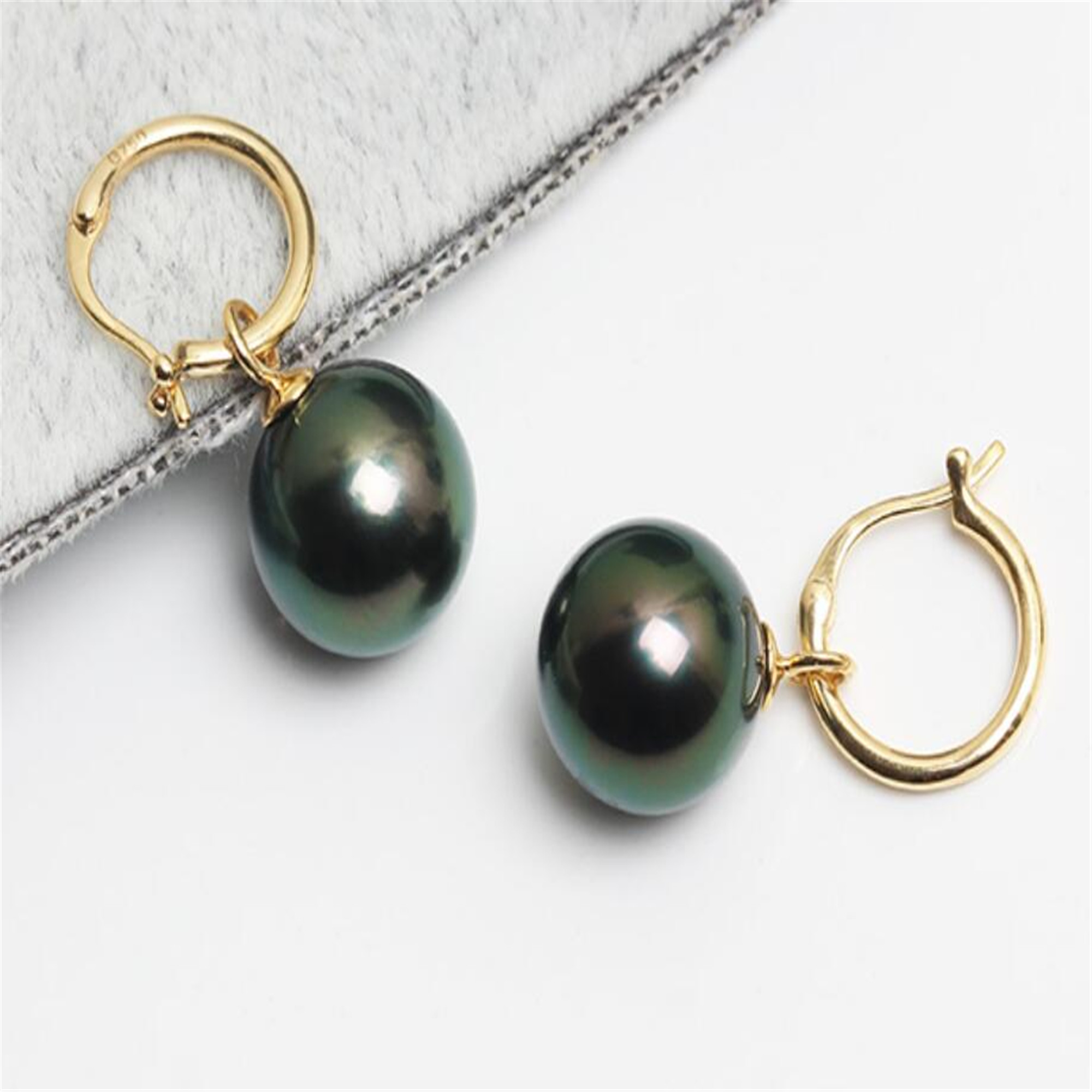 천연 16mm 타히티 블랙 남해 쉘 진주 귀걸이 18k - Tahitian South Sea Pearl Earrings 18K 리뷰 및 가격