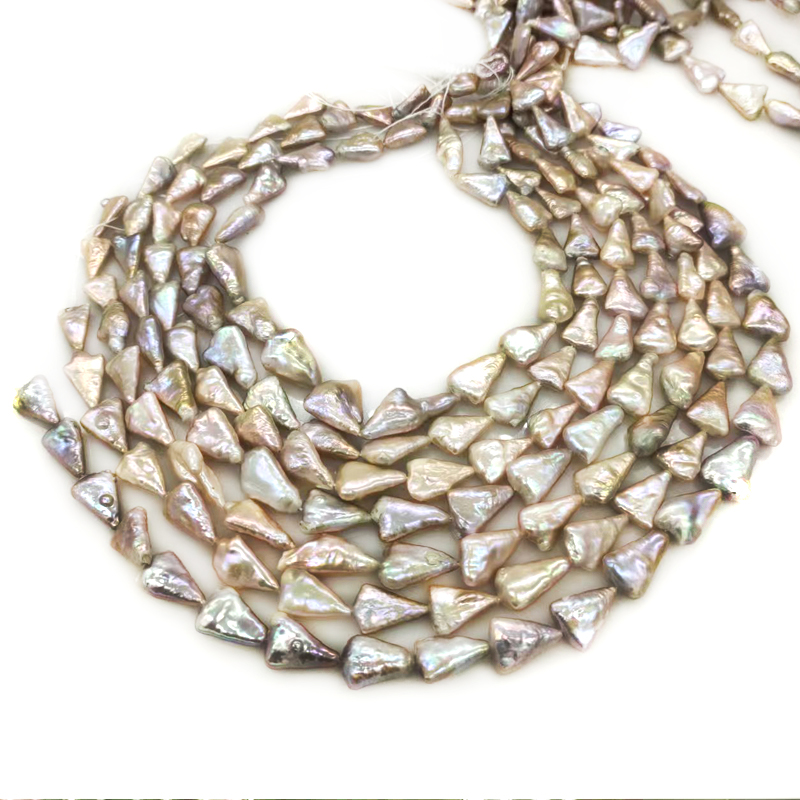 16인치 11x17mm 천연 라벤더 삼각형 바로크 진주 - Natural Freshwater Pearl Strand Loose Beads 리뷰 및 가격