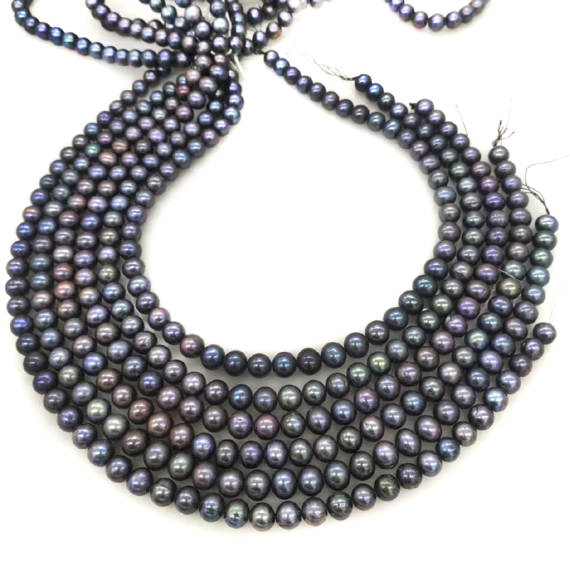 도매 16인치 7-8mm 블랙 다크 그레이 천연 원형  - Natural Freshwater Pearl Strand Loose Beads 리뷰 및 가격