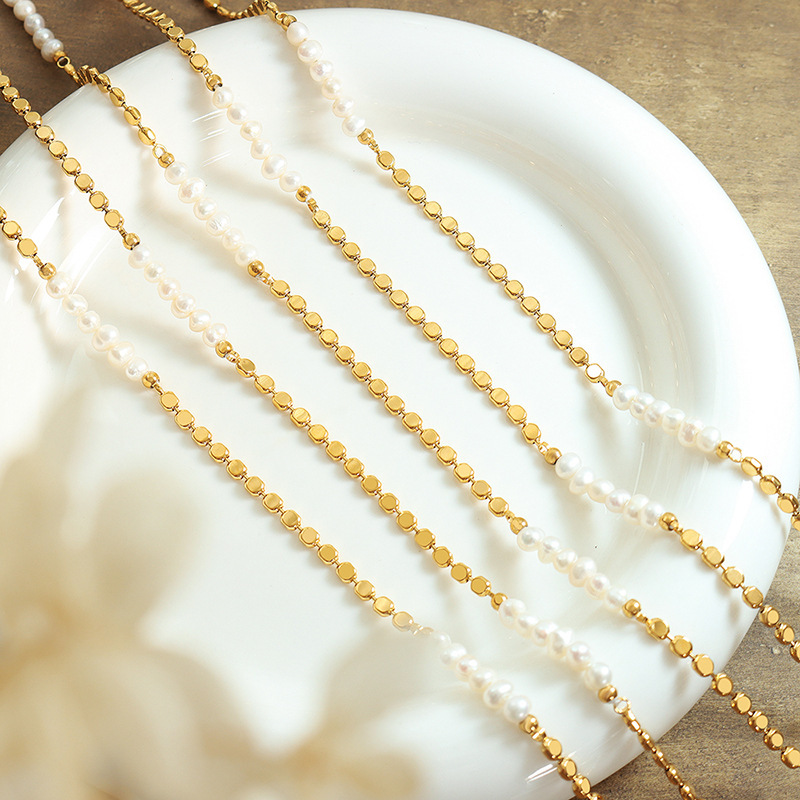 인기 급상승 트렌디 플랫 골드 비즈 천연 담수 진주 1 - Baroque Pearl Pendant Necklace Gold 리뷰 및 가격