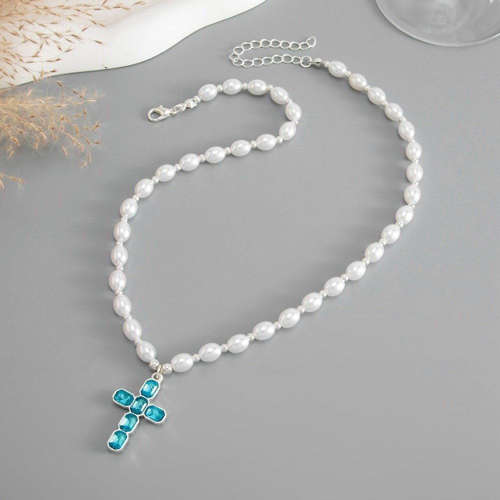 패션 크로스 펜던트, 블루 크리스털, 진주 비즈, 크로 - Silver Bead Clasps For Pearl Necklace 리뷰 및 가격