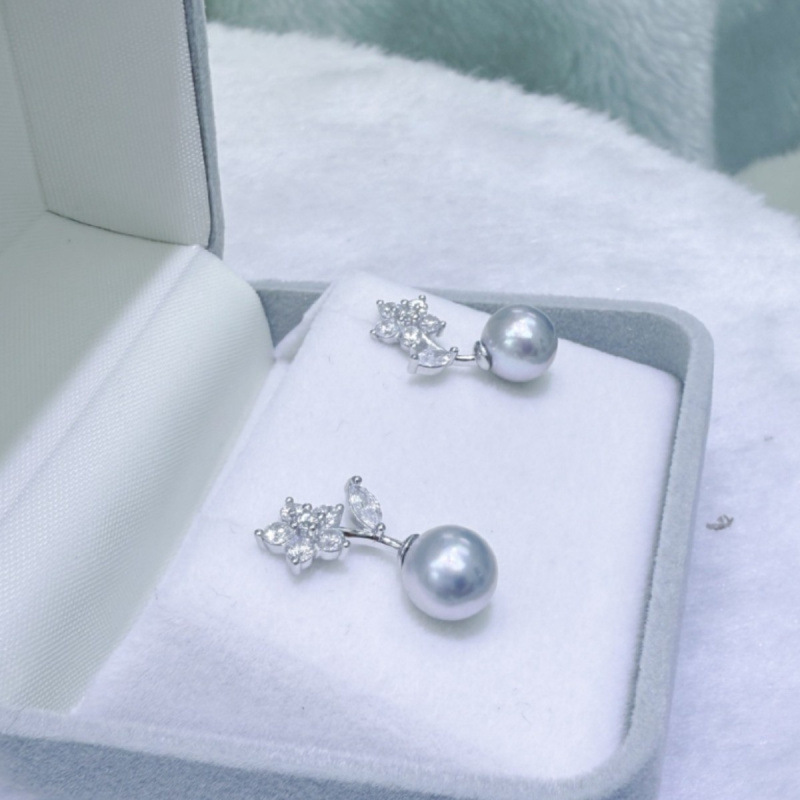8~9mm 천연 해수 아코야 진주, 은회색, S925  - Akoya Pearl Stud Earrings Sterling Silver 리뷰 및 가격