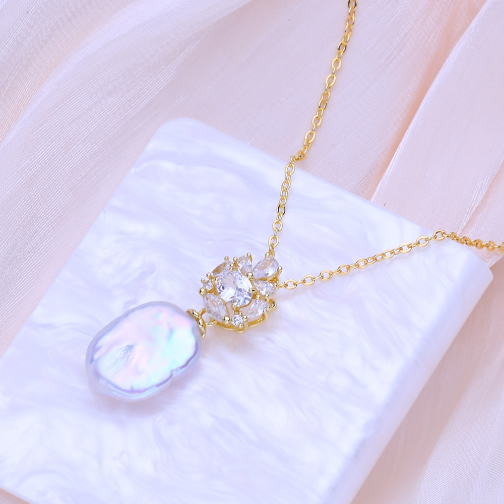 FENASY 천연 담수 진주 대형 바로크 스타일 목걸이 - Baroque Pearl Pendant Necklace Gold 리뷰 및 가격