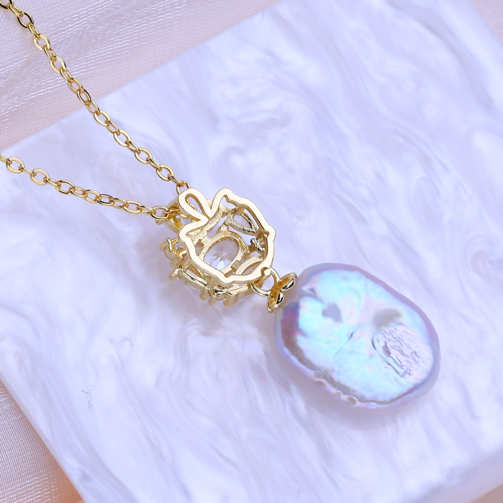 FENASY 천연 담수 진주 대형 바로크 스타일 목걸이 - Baroque Pearl Pendant Necklace Gold 리뷰 및 가격