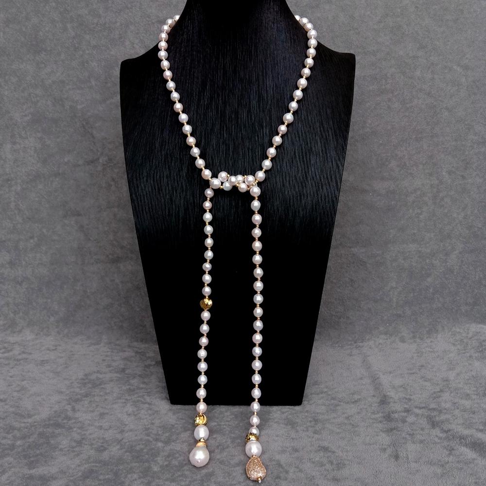 KKGEM 15x22mm 화이트 케시 진주 CZ 비즈  - Freshwater Cultured Pearl Necklace 8-9Mm 리뷰 및 가격