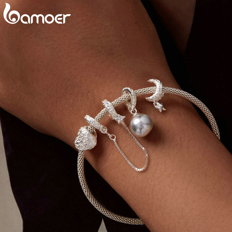Bamoer 925 스털링 실버 달과 별 구슬, 고급  - Mother Of Pearl Shell Pendant Necklace 리뷰 및 가격