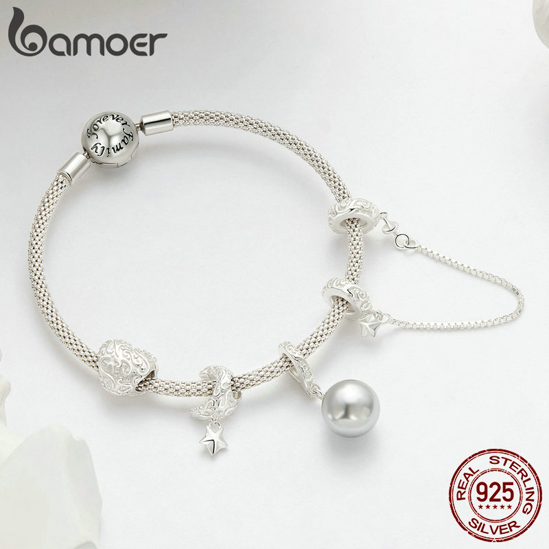 Bamoer 925 스털링 실버 달과 별 구슬, 고급  - Mother Of Pearl Shell Pendant Necklace 리뷰 및 가격
