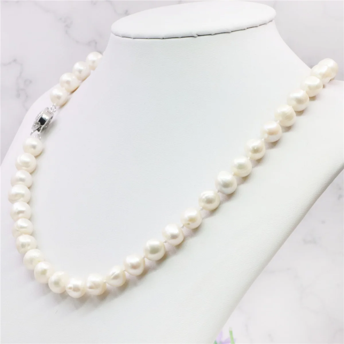 7-8/8-9mm 거의 둥근 모양의 흰색 아코야 양식  - Freshwater Cultured Pearl Necklace 8-9Mm 리뷰 및 가격
