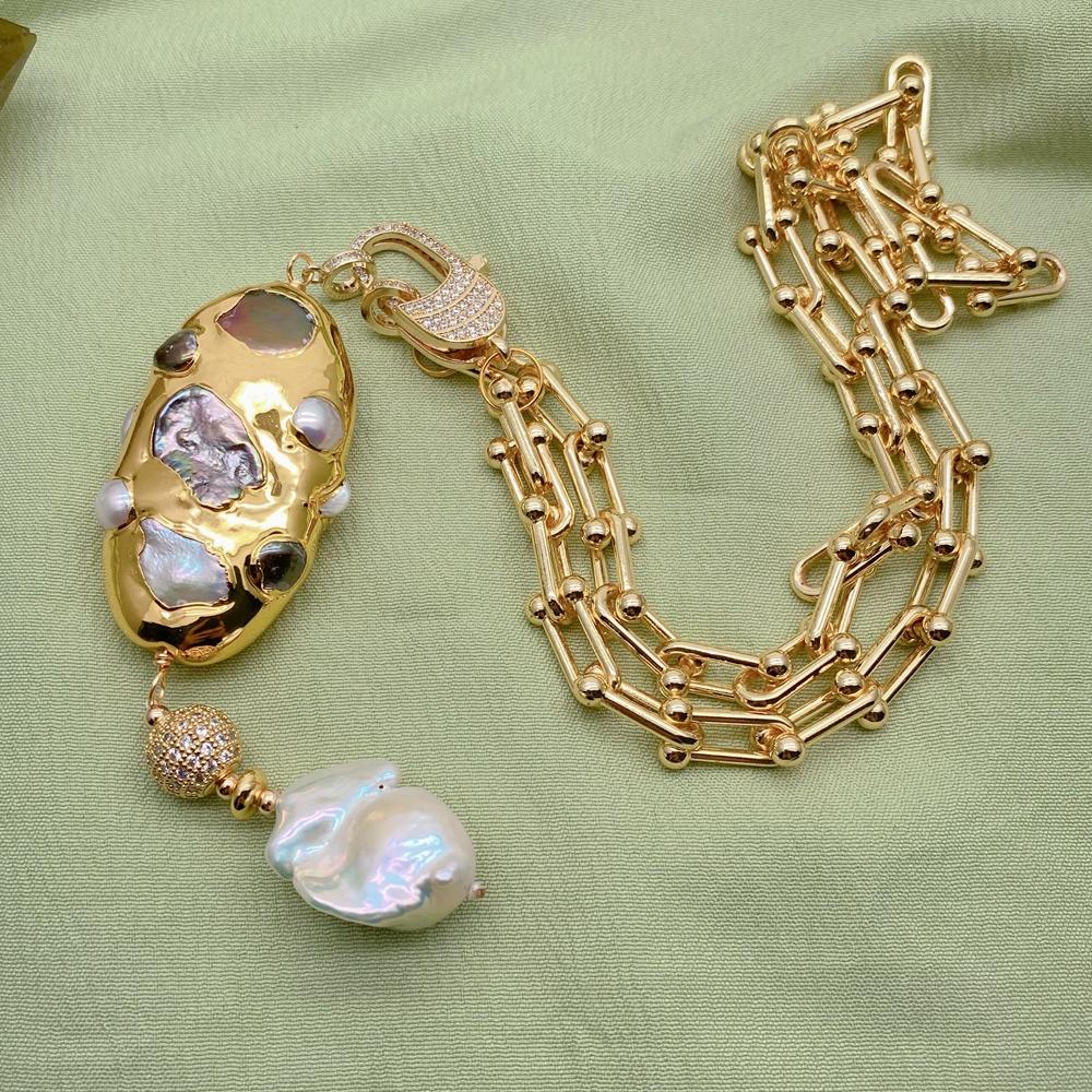 Kkgem 17x23mm 화이트 바로크 진주 담수 멀티 - Baroque Pearl Pendant Necklace Gold 리뷰 및 가격