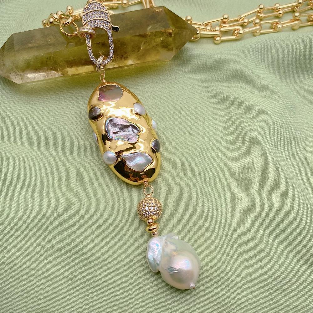 Kkgem 17x23mm 화이트 바로크 진주 담수 멀티 - Baroque Pearl Pendant Necklace Gold 리뷰 및 가격