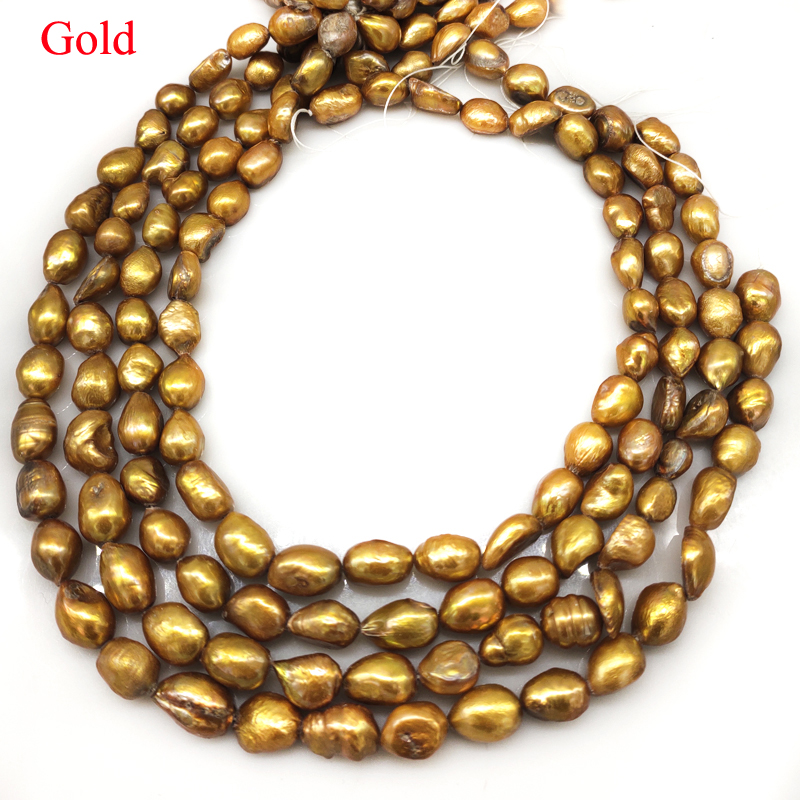 16인치 10-15mm 골드 천연 바로크 너겟 빗방울  - Natural Freshwater Pearl Strand Loose Beads 리뷰 및 가격